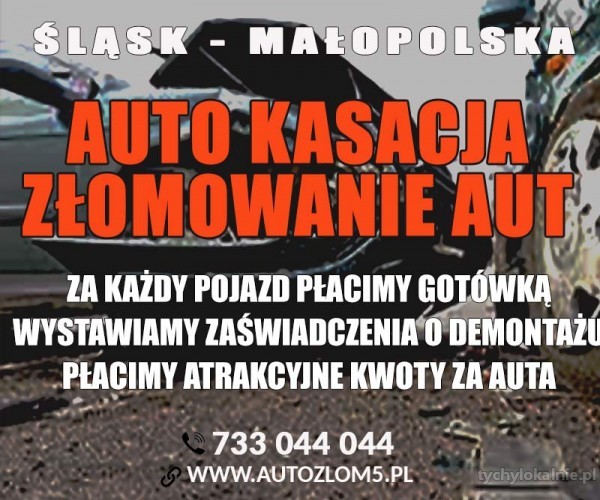 Złomowanie aut -  legalna kasacja pojazdów! Śląsk,Małopolska